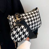 Plaid Printing Shoulder Bags with Round Purse - 2pcs