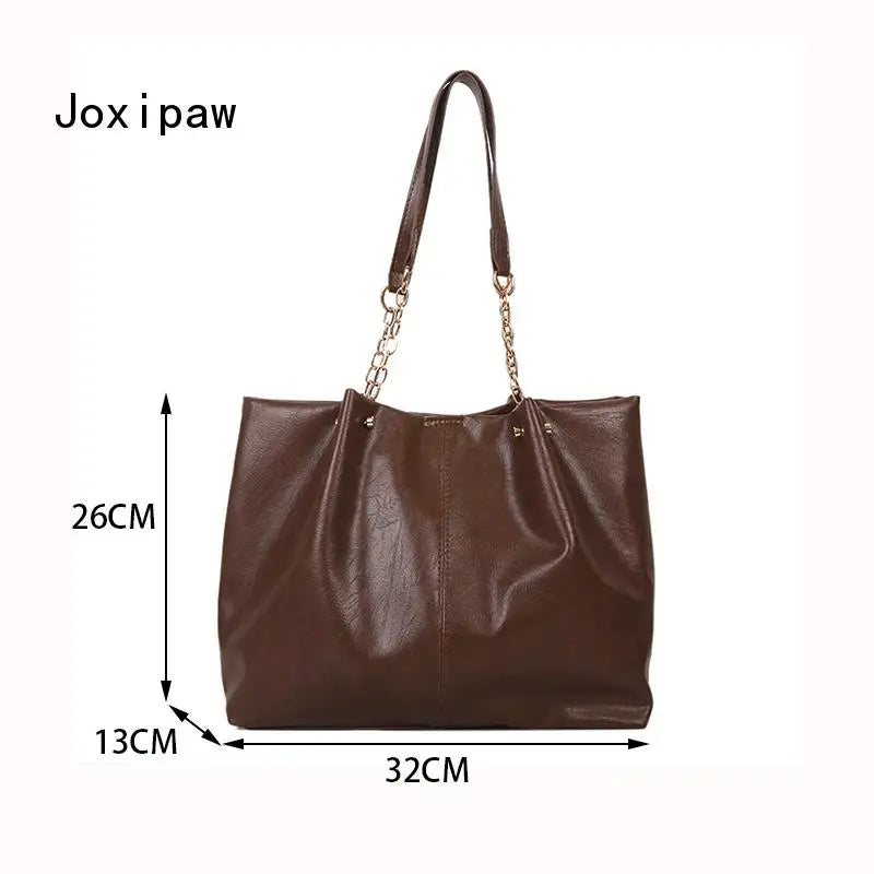 Women's Vintage Tote Bag Retro Style Leather Shoulder Handbag