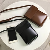Mini PU Leather Flap Crossbody Bag for Girls - Solid Shoulder Purse