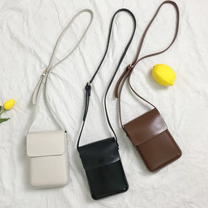Mini PU Leather Flap Crossbody Bag for Girls - Solid Shoulder Purse