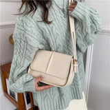Flap Girls Shoulder Handbags Leather Solid Women Crossbody Bag