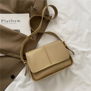 Flap Girls Shoulder Handbags Leather Solid Women Crossbody Bag