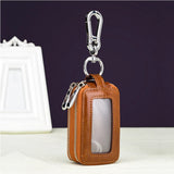 Leather Keychain Holder Double Zipper Key Wallet