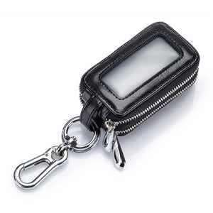Leather Keychain Holder Double Zipper Key Wallet
