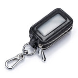 Leather Keychain Holder Double Zipper Key Wallet