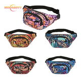 Leaf Printed Waist Bags Large Capacity Fanny Pack Men Women Canvas