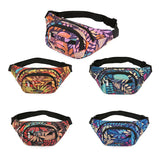 Leaf Print Waist Bag Canvas Travel Fanny Pack Large Capacity