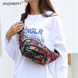 Leaf Printed Waist Bags Large Capacity Fanny Pack Men's Belt Bag Women Casual