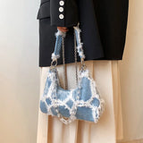 Denim Chain Shoulder Handbag Small Underarm Bag
