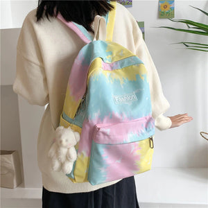 Harajuku Colorful Print Nylon Backpack for Women