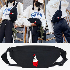 Heart Print Waist Bag Fanny Pack for Women Men Travel Crossbody Shoulder Bag