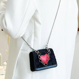 Heart Patchwork Women Shoulder Bag Crossbody Messenger Handbag Chain