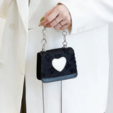 Heart Patchwork Women Shoulder Bag Crossbody Messenger Handbag Chain