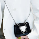 Heart Patchwork Women Shoulder Bag Crossbody Messenger Handbag Chain