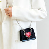 Heart Patchwork Women Shoulder Bag Crossbody Messenger Handbag Chain