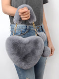 Heart-shaped Women Crossbody Bags Velvet Bag Love Heart Chain Handbags Purse