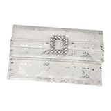 Snake Pattern Envelope Dinner Bag Women's Rhinestone Belt