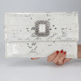 Snake Pattern Envelope Dinner Bag Women's Rhinestone Belt