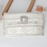 Snake Pattern Envelope Dinner Bag Women's Rhinestone Belt