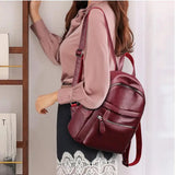 High PU Leather Backpack Women Travel School Bags Teenage Girls Shoulder Bag