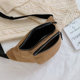 Corduroy Waist Bag Zipper Chest Bag Sport Travel Belt Bags