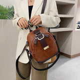 High Women's Leather Backpack Large Capacity Sewing