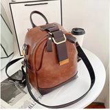 High Women's Leather Backpack Large Capacity Sewing