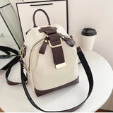 High Women's Leather Backpack Large Capacity Sewing