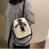 High Women's Leather Backpack Large Capacity Sewing