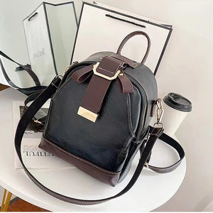 High Women's Leather Backpack Large Capacity Sewing