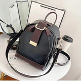 High Women's Leather Backpack Large Capacity Sewing