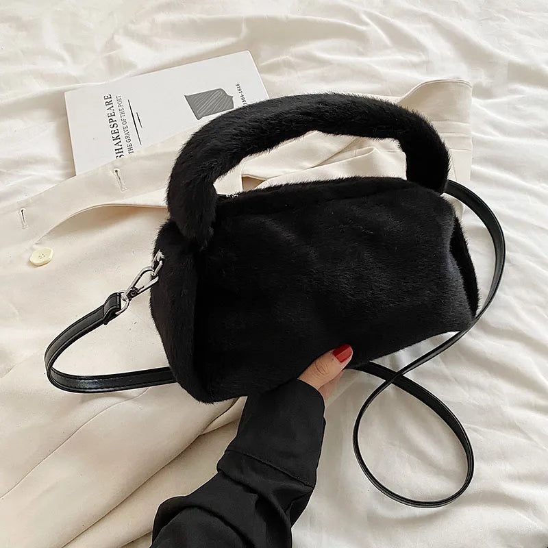 High Plush Handbags Western Style Shoulder Bags Texture Messenger Bag