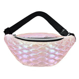Pink Silver Fanny Pack Geometric Waist Bag