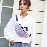 Pink Silver Fanny Pack Geometric Waist Bag