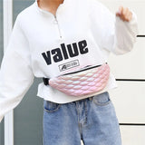 Pink Silver Fanny Pack Geometric Waist Bag