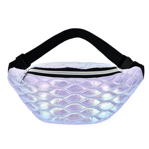 Pink Silver Fanny Pack Geometric Waist Bag