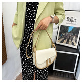 Retro Flap Shoulder Bag, PU Leather Saddle Bag