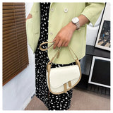 Retro Flap Shoulder Bag, PU Leather Saddle Bag