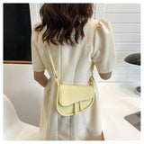Retro Flap Shoulder Bag, PU Leather Saddle Bag