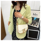 Retro Flap Shoulder Bag, PU Leather Saddle Bag