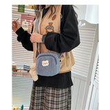 Hot Autumn And Winter Bear Messenger Bag Women Plush Mobile Phone Bag