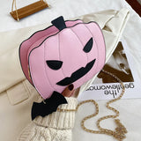 Halloween Devil Pumpkin Shaped Crossbody Handbag with Chain Strap