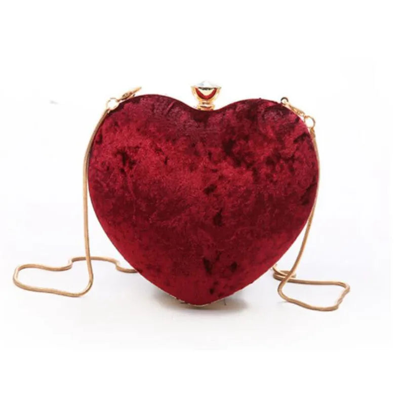 Heart Shaped Red Evening Bags Chain Clutch Purse MN1245
