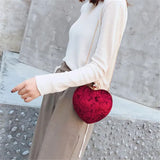 Heart Shaped Red Evening Bags Chain Clutch Purse MN1245