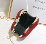 Heart Shaped Red Evening Bags Chain Clutch Purse MN1245