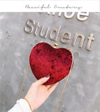 Heart Shaped Red Evening Bags Chain Clutch Purse MN1245