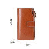 Retro Oil Wax Leather Women Wallet RFID Long Clutch Bag