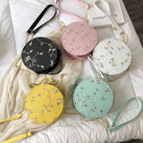 Sweet Lace Round Handbag High PU Leather Crossbody Bags for Women