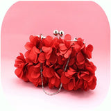 Elegant Silk Satin Evening Bag with 3D Big Flower