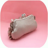 Elegant Silk Satin Evening Bag with 3D Big Flower